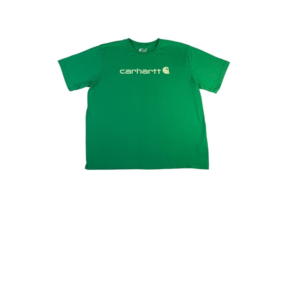 Carhartt T-Shirt Mens 2XL Green Spellout Logo Relaxed Fit Short Sleeve Casual